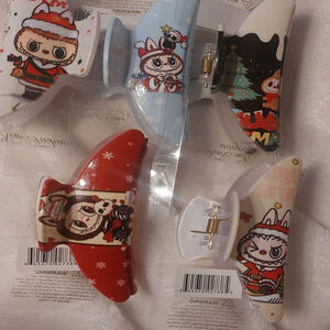 Labubu Christmas Hair Claw Clips One Size Red White -all 5 clips